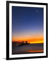 Naples Pier at Sunset with Crescent Moon, Jupiter and Venus-Frances Gallogly-Framed Photographic Print