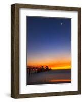 Naples Pier at Sunset with Crescent Moon, Jupiter and Venus-Frances Gallogly-Framed Photographic Print