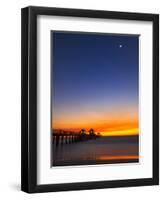 Naples Pier at Sunset with Crescent Moon, Jupiter and Venus-Frances Gallogly-Framed Photographic Print