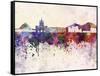Naples Skyline in Watercolor Background-paulrommer-Framed Stretched Canvas