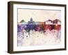 Naples Skyline in Watercolor Background-paulrommer-Framed Art Print