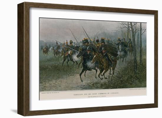 Napoleon and His Staff Surprised by Cossacks-null-Framed Giclee Print