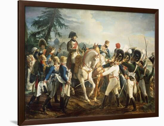 Napoleon and the Bavarian and Wurttemberg Troops in Abensberg, 20th April 1809-Jean Baptiste Debret-Framed Giclee Print