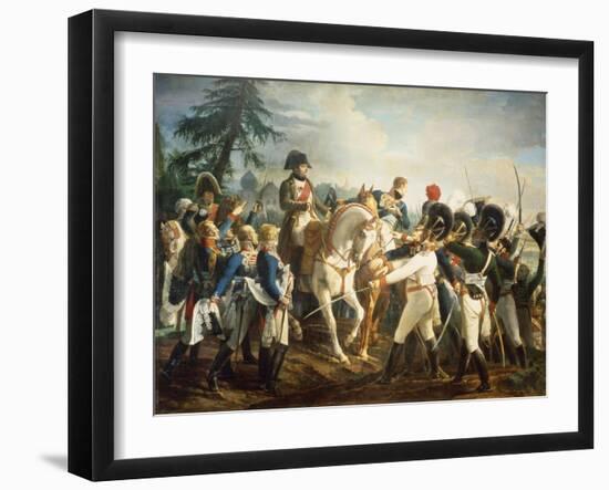 Napoleon and the Bavarian and Wurttemberg Troops in Abensberg, 20th April 1809-Jean Baptiste Debret-Framed Giclee Print