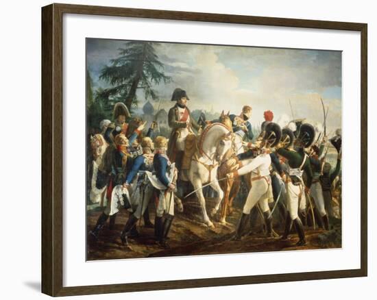 Napoleon and the Bavarian and Wurttemberg Troops in Abensberg, 20th April 1809-Jean Baptiste Debret-Framed Giclee Print