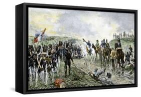 Napoleon and the Old Guard Before the Battle of Waterloo, c.1815-null-Framed Stretched Canvas