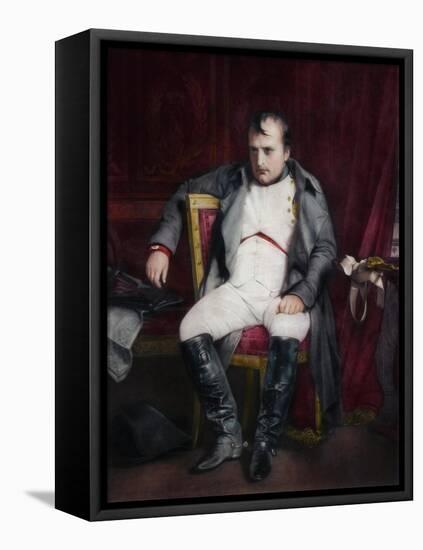 Napoleon at Fontainebleau During the First Abdication-Paul Delaroche-Framed Stretched Canvas