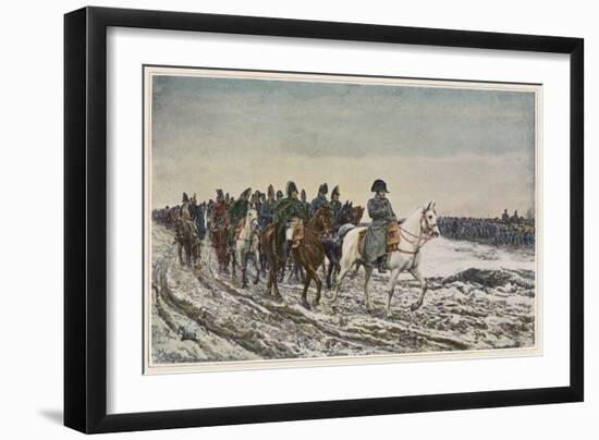 Napoleon at the Head of His Staff During the Campaign of France-Meissonier-Framed Art Print