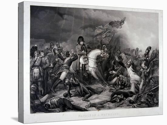 Napoleon at Waterloo, by Jean Pierre Marie Jazet (1788-1871), C.1870 (Mezzotint)-Charles Auguste Steuben-Stretched Canvas