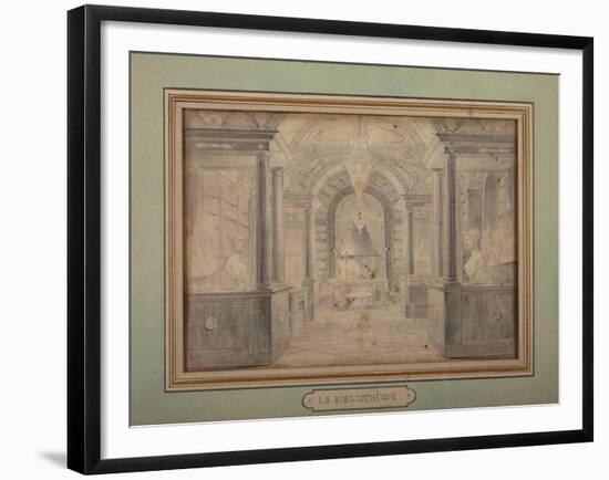 Napoleon at Work in the Library of the Chateau De Malmaison, C.1806-Karl Loeillot-Hartwig-Framed Giclee Print