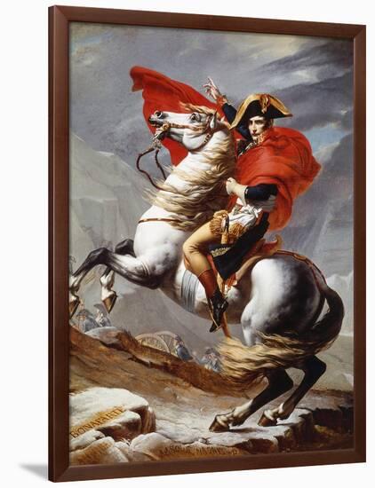 Napoleon Bonaparte, 1769-1821, Emperor of the French, Crossing the Alps-Jacques-Louis David-Framed Premium Giclee Print