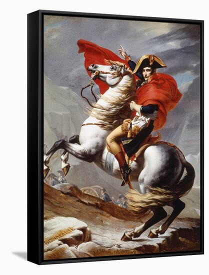 Napoleon Bonaparte, 1769-1821, Emperor of the French, Crossing the Alps-Jacques-Louis David-Framed Stretched Canvas