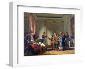 Napoleon Bonaparte (1769-1821) Giving a Pension of a Hundred Napoleons to the Pole-Jean-Charles Tardieu-Framed Giclee Print