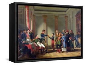 Napoleon Bonaparte (1769-1821) Giving a Pension of a Hundred Napoleons to the Pole-Jean-Charles Tardieu-Framed Stretched Canvas