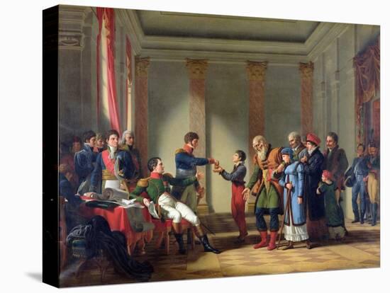 Napoleon Bonaparte (1769-1821) Giving a Pension of a Hundred Napoleons to the Pole-Jean-Charles Tardieu-Stretched Canvas