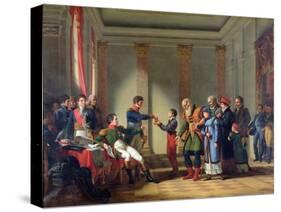 Napoleon Bonaparte (1769-1821) Giving a Pension of a Hundred Napoleons to the Pole-Jean-Charles Tardieu-Stretched Canvas