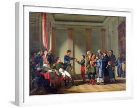 Napoleon Bonaparte (1769-1821) Giving a Pension of a Hundred Napoleons to the Pole-Jean-Charles Tardieu-Framed Giclee Print