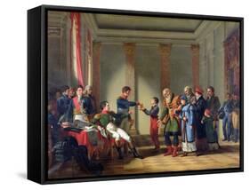 Napoleon Bonaparte (1769-1821) Giving a Pension of a Hundred Napoleons to the Pole-Jean-Charles Tardieu-Framed Stretched Canvas