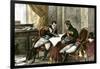 Napoleon Bonaparte and Tsar Alexander I Discussing a Treaty of Alliance at Tilsit, c.1807-null-Framed Giclee Print