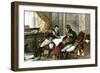 Napoleon Bonaparte and Tsar Alexander I Discussing a Treaty of Alliance at Tilsit, c.1807-null-Framed Giclee Print