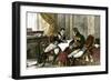 Napoleon Bonaparte and Tsar Alexander I Discussing a Treaty of Alliance at Tilsit, c.1807-null-Framed Giclee Print