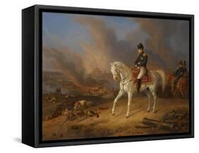 Napoleon Bonaparte before the Burning City of Smolensk-Albrecht Adam-Framed Stretched Canvas