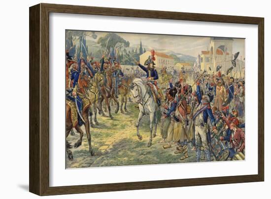 Napoleon Bonaparte on His Arrival in the Occupied City of Nice-null-Framed Giclee Print