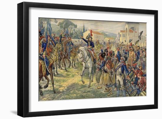 Napoleon Bonaparte on His Arrival in the Occupied City of Nice-null-Framed Giclee Print
