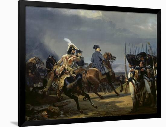 Napoleon Bonaparte on Horseback in the Battle of Iena, 14 October 1808, 1836-Emile Jean Horace Vernet-Framed Giclee Print