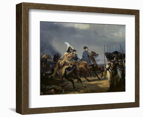 Napoleon Bonaparte on Horseback in the Battle of Iena, 14 October 1808, 1836-Emile Jean Horace Vernet-Framed Giclee Print