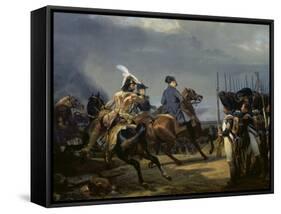 Napoleon Bonaparte on Horseback in the Battle of Iena, 14 October 1808, 1836-Emile Jean Horace Vernet-Framed Stretched Canvas