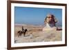 Napoleon Bonaparte on horseback standing in front of the Great Sphinx of Giza.-Vernon Lewis Gallery-Framed Art Print
