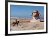 Napoleon Bonaparte on horseback standing in front of the Great Sphinx of Giza.-Vernon Lewis Gallery-Framed Art Print