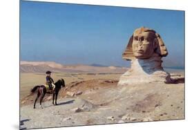 Napoleon Bonaparte on horseback standing in front of the Great Sphinx of Giza.-Vernon Lewis Gallery-Mounted Art Print