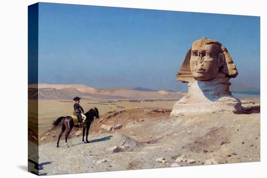 Napoleon Bonaparte on horseback standing in front of the Great Sphinx of Giza.-Vernon Lewis Gallery-Stretched Canvas