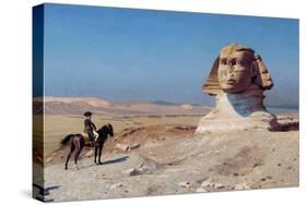 Napoleon Bonaparte on horseback standing in front of the Great Sphinx of Giza.-Vernon Lewis Gallery-Stretched Canvas