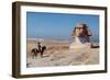 Napoleon Bonaparte on horseback standing in front of the Great Sphinx of Giza.-Vernon Lewis Gallery-Framed Art Print