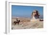 Napoleon Bonaparte on horseback standing in front of the Great Sphinx of Giza.-Vernon Lewis Gallery-Framed Art Print