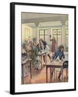 Napoleon Bonaparte Sitting in a Busy Restaurant-null-Framed Giclee Print