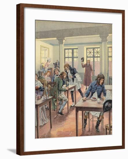 Napoleon Bonaparte Sitting in a Busy Restaurant-null-Framed Giclee Print