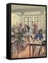 Napoleon Bonaparte Sitting in a Busy Restaurant-null-Framed Stretched Canvas