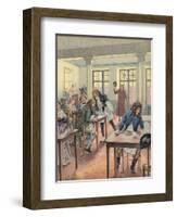Napoleon Bonaparte Sitting in a Busy Restaurant-null-Framed Giclee Print