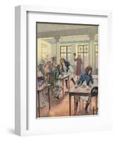 Napoleon Bonaparte Sitting in a Busy Restaurant-null-Framed Giclee Print