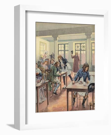 Napoleon Bonaparte Sitting in a Busy Restaurant-null-Framed Giclee Print