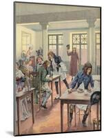 Napoleon Bonaparte Sitting in a Busy Restaurant-null-Mounted Giclee Print