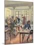 Napoleon Bonaparte Sitting in a Busy Restaurant-null-Mounted Giclee Print