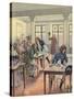 Napoleon Bonaparte Sitting in a Busy Restaurant-null-Stretched Canvas