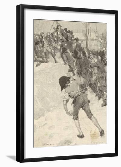 Napoleon Circa 1780 Attacking Snow Forts at the Military School at Brienne-Louis Loeb-Framed Art Print