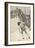 Napoleon Circa 1780 Attacking Snow Forts at the Military School at Brienne-Louis Loeb-Framed Art Print