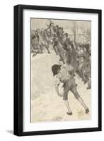 Napoleon Circa 1780 Attacking Snow Forts at the Military School at Brienne-Louis Loeb-Framed Art Print